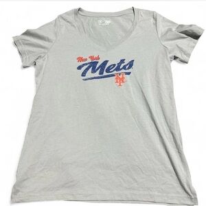 MLB Gray Women's T-Shirt with Blue and Red Logo